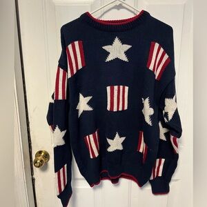 American Edition vintage Navy Blue Star Pattern Sweater oversized
